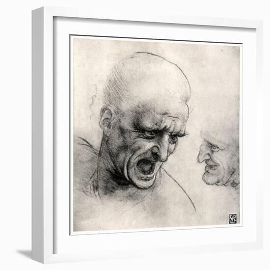 Heads of Warriors, 1503-1505-Leonardo da Vinci-Framed Giclee Print