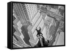 Headstand over Manhattan-null-Framed Stretched Canvas