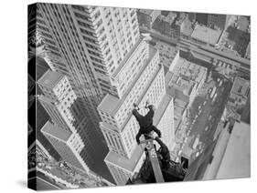 Headstand over Manhattan-null-Stretched Canvas