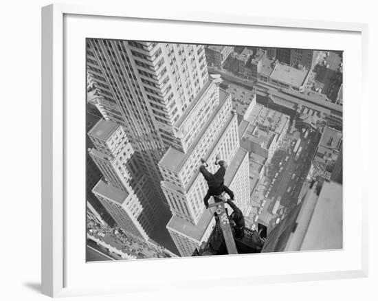 Headstand over Manhattan-null-Framed Photographic Print