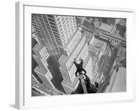 Headstand over Manhattan-null-Framed Photographic Print