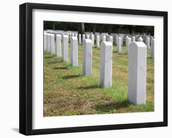 Headstones Mark the Graves of Veterans and their Loved Ones at Barrancas National Cemetery, Naval A-Steven Frame-Framed Photographic Print