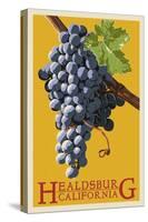 Healdsburg, California - Grapes - Letterpress-Lantern Press-Stretched Canvas