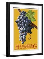 Healdsburg, California - Grapes - Letterpress-Lantern Press-Framed Art Print