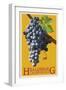 Healdsburg, California - Grapes - Letterpress-Lantern Press-Framed Art Print