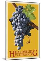 Healdsburg, California - Grapes - Letterpress-Lantern Press-Mounted Art Print