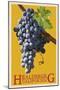 Healdsburg, California - Grapes - Letterpress-Lantern Press-Mounted Art Print