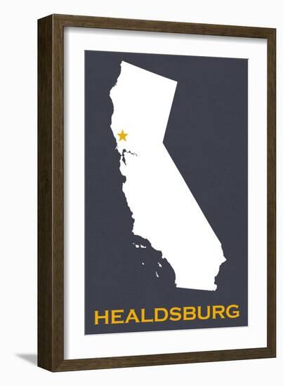 Healdsburg, California - Home State - White on Gray-Lantern Press-Framed Art Print