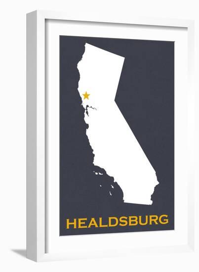 Healdsburg, California - Home State - White on Gray-Lantern Press-Framed Art Print