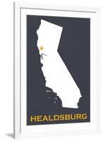 Healdsburg, California - Home State - White on Gray-Lantern Press-Framed Art Print