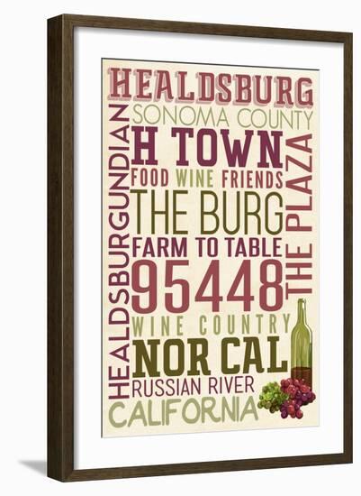 Healdsburg, California - Typography-Lantern Press-Framed Art Print