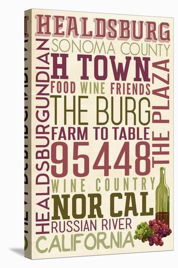 Healdsburg, California - Typography-Lantern Press-Stretched Canvas