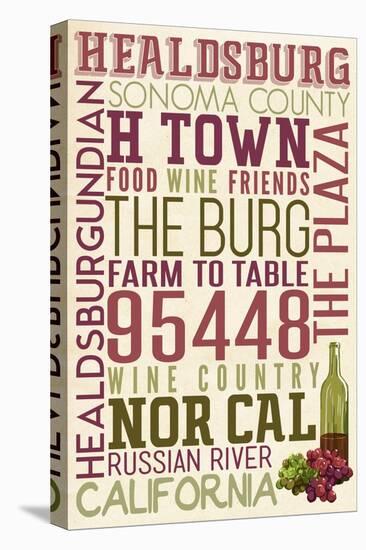 Healdsburg, California - Typography-Lantern Press-Stretched Canvas