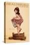 Healdsburg, California - Wine Crushing Pinup Girl-Lantern Press-Stretched Canvas
