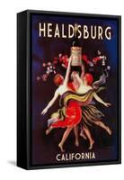 Healdsburg, California - Women Dancing with Wine-Lantern Press-Framed Stretched Canvas