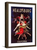 Healdsburg, California - Women Dancing with Wine-Lantern Press-Framed Art Print