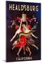 Healdsburg, California - Women Dancing with Wine-Lantern Press-Mounted Art Print