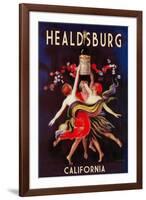 Healdsburg, California - Women Dancing with Wine-Lantern Press-Framed Art Print