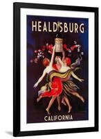 Healdsburg, California - Women Dancing with Wine-Lantern Press-Framed Art Print