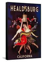 Healdsburg, California - Women Dancing with Wine-Lantern Press-Framed Stretched Canvas