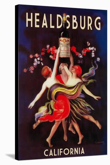 Healdsburg, California - Women Dancing with Wine-Lantern Press-Stretched Canvas