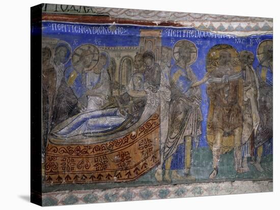 Healing of Simon Peter's Mother-In-Law and Paralytic Man, Byzantine Fresco-null-Stretched Canvas