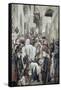 Healing of the Woman with an Issue of Blood-James Tissot-Framed Stretched Canvas