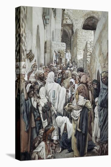 Healing of the Woman with an Issue of Blood-James Tissot-Stretched Canvas