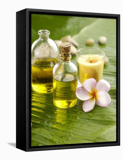 Health Spa with Massage Oil, Frangipani,Candle-crystalfoto-Framed Stretched Canvas