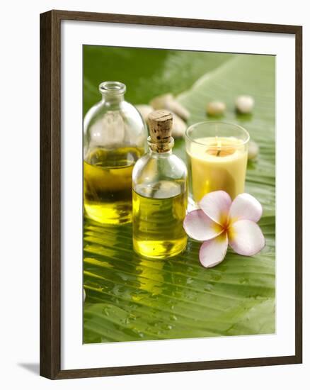 Health Spa with Massage Oil, Frangipani,Candle-crystalfoto-Framed Photographic Print