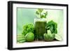 Healthy Green Vegetable Juice on Wooden Table-Kesu01-Framed Photographic Print