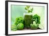 Healthy Green Vegetable Juice on Wooden Table-Kesu01-Framed Photographic Print