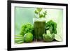 Healthy Green Vegetable Juice on Wooden Table-Kesu01-Framed Photographic Print