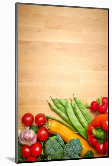 Healthy Organic Vegetables on a Wood Background-ZoomTeam-Mounted Photographic Print