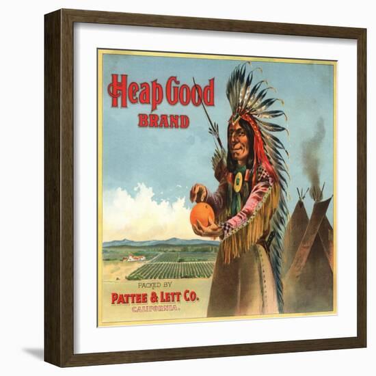 Heap Good Brand - California - Citrus Crate Label-Lantern Press-Framed Art Print