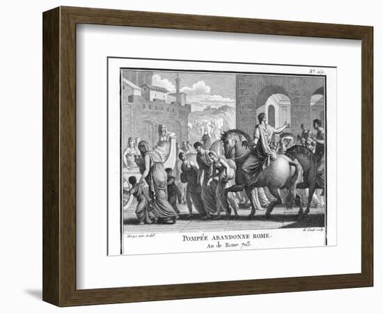 Hearing That Julius Caesar Has Crossed the Rubicon Pompeius Flees Rome-Augustyn Mirys-Framed Photographic Print