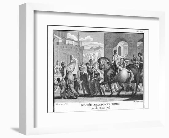 Hearing That Julius Caesar Has Crossed the Rubicon Pompeius Flees Rome-Augustyn Mirys-Framed Photographic Print