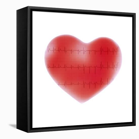 Heart And ECG-Cristina-Framed Stretched Canvas