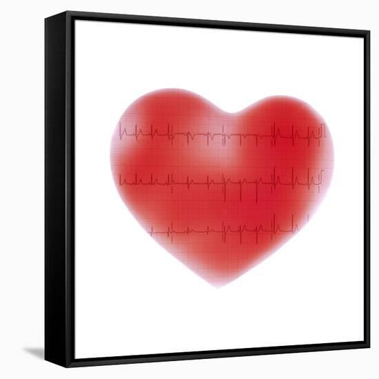 Heart And ECG-Cristina-Framed Stretched Canvas