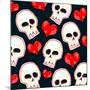 Heart And Skull Pattern on Black-null-Mounted Giclee Print
