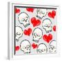 Heart And Skull Pattern-null-Framed Giclee Print