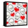 Heart And Skull Pattern-null-Framed Stretched Canvas