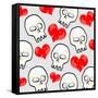 Heart And Skull Pattern-null-Framed Stretched Canvas