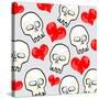 Heart And Skull Pattern-null-Stretched Canvas