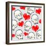 Heart And Skull Pattern-null-Framed Giclee Print