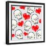 Heart And Skull Pattern-null-Framed Giclee Print