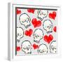 Heart And Skull Pattern-null-Framed Giclee Print