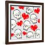 Heart And Skull Pattern-null-Framed Giclee Print