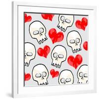 Heart And Skull Pattern-null-Framed Giclee Print