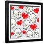 Heart And Skull Pattern-null-Framed Giclee Print
